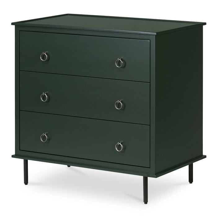 Reagan - 3 Drawer Nightstand - Deep Green