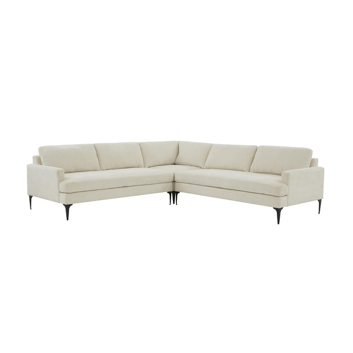 Serena - Velvet L-Sectional With Black Legs