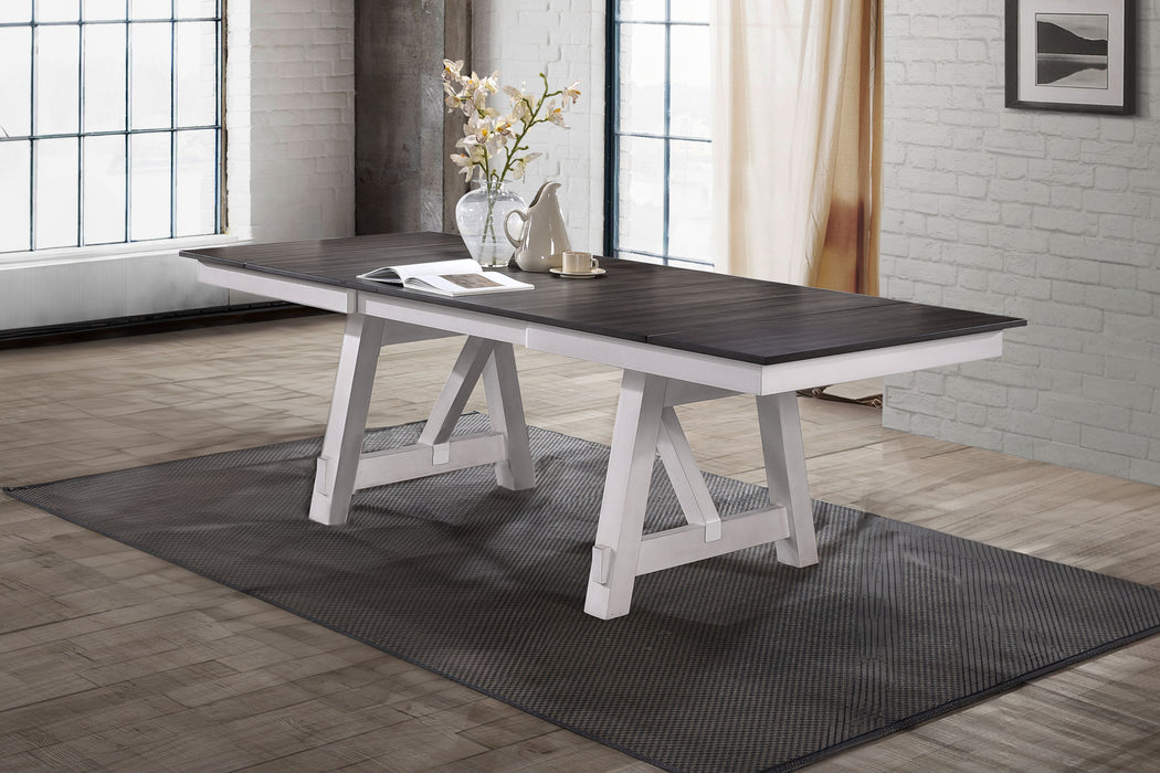 Maisie - Dining Table Top & Base - White / Dark Brown