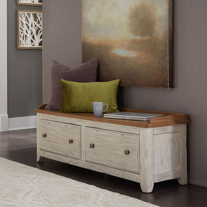 Farmhouse Reimagined - Storage Hall Bench - White