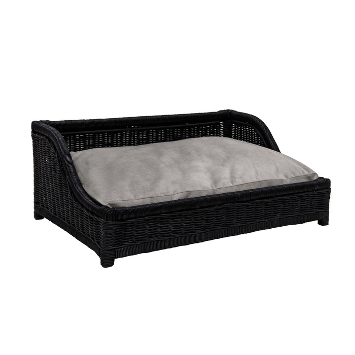 Poppy - Rattan Small Pet Bed - Black