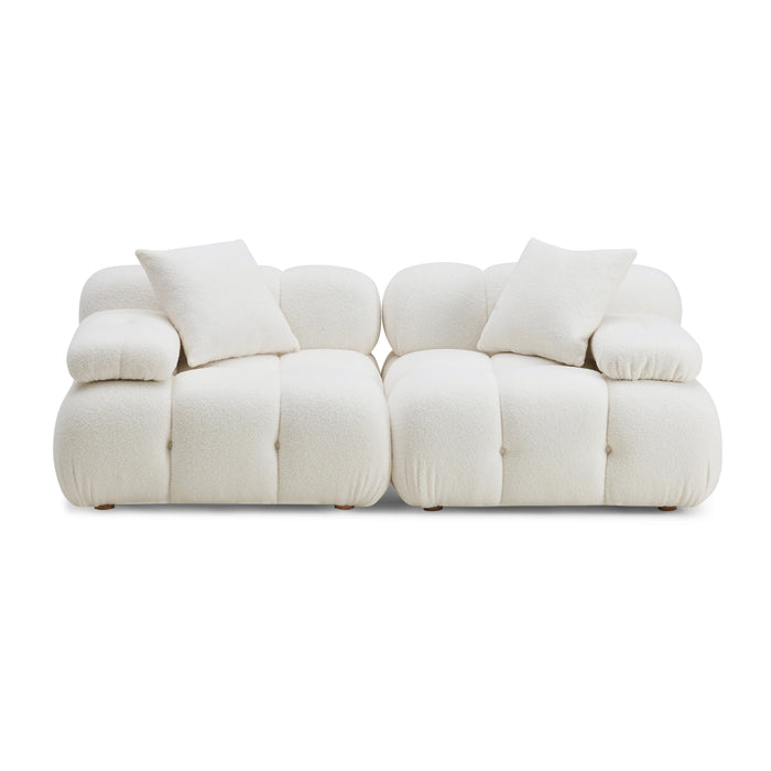 Calliope - Vegan Shearling Modular Loveseat - Cream