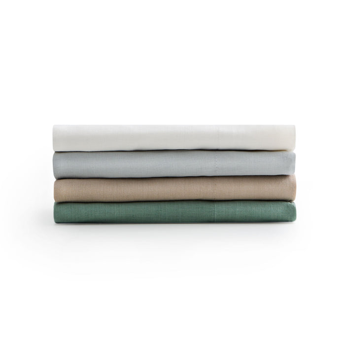 Linen-Weave Cotton - Queen Sheet Set - White