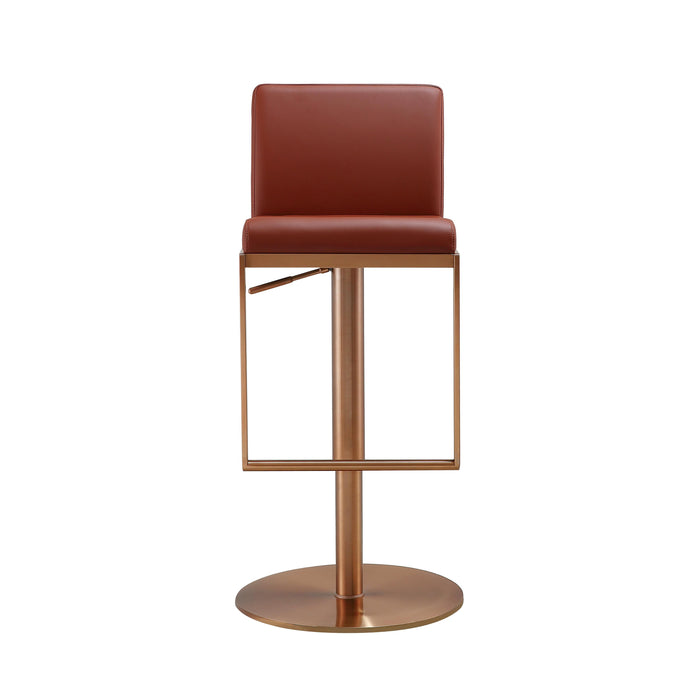 Sentinel - Adjustable Stool - Saddle Brown And Rose Gold