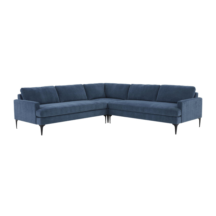 Serena - Velvet L-Sectional With Black Legs