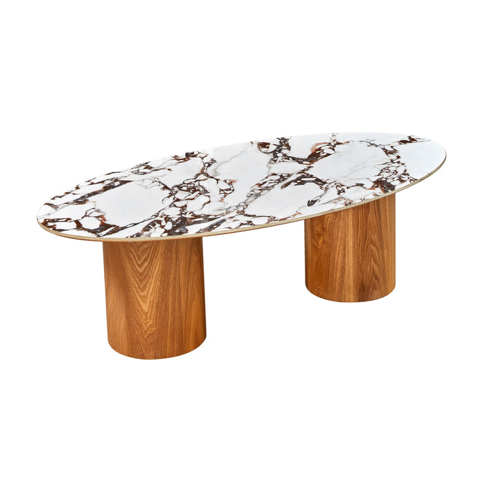 Tamara - Marble Ceramic Oval Coffee Table - Light Brown