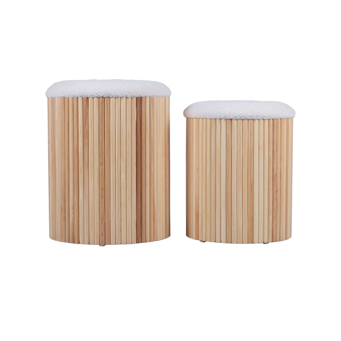 Sagano - Nesting Storage Ottomans (Set of 2) - White