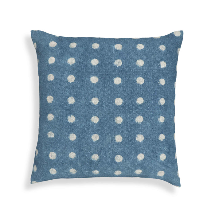 Indigo - Dots Cotton Square Accent Pillow - Indigo