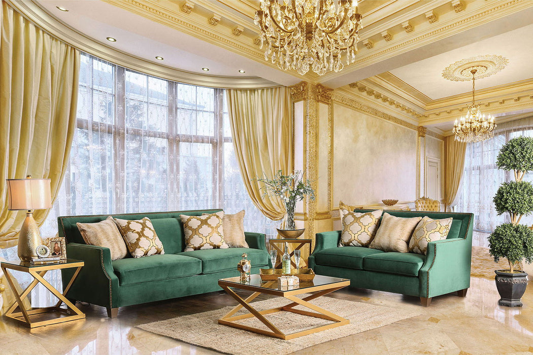 Verdante - Loveseat - Emerald Green / Gold