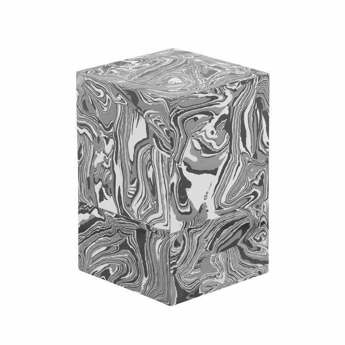 Camryn - Swirled Resin Side Table - Black / White