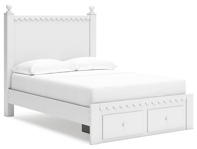 Mollviney Full Panel Storage Bed with Mirrored Dresser, Chest and Nightstand