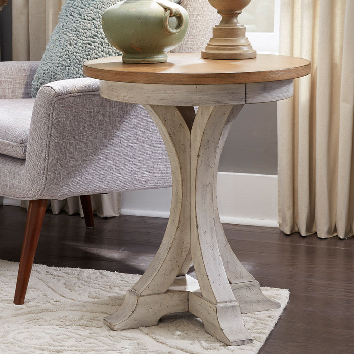 Farmhouse Reimagined - Round Chair Side Table - White