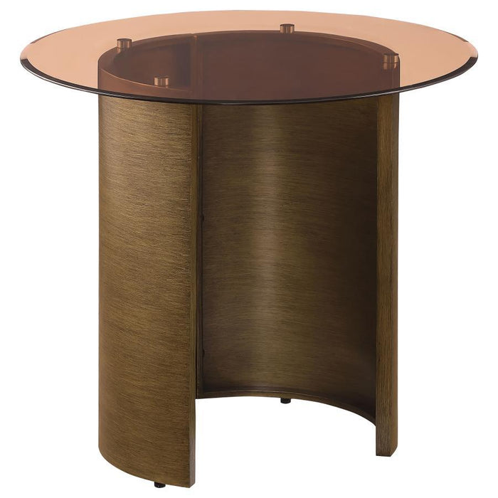 Morena - Round End Table With Tawny Tempered Glass Top Brushed - Bronze