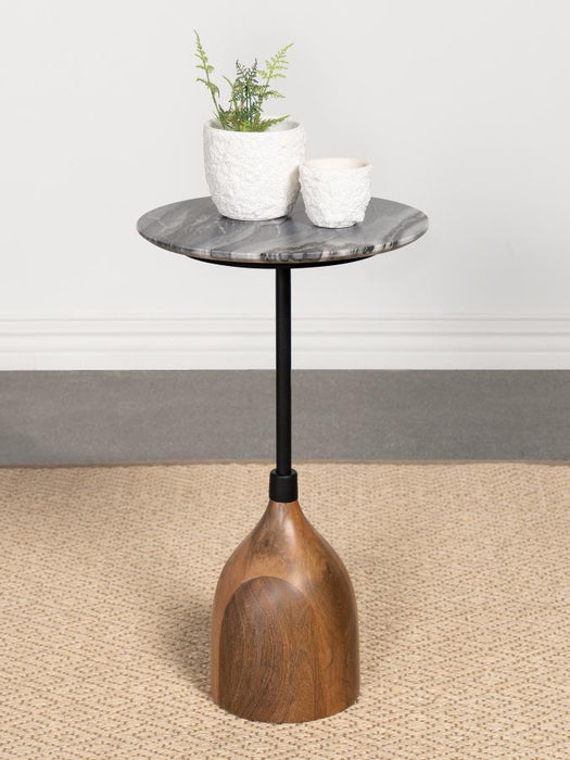 Ophelia - Round Marble Top Side Table - Black