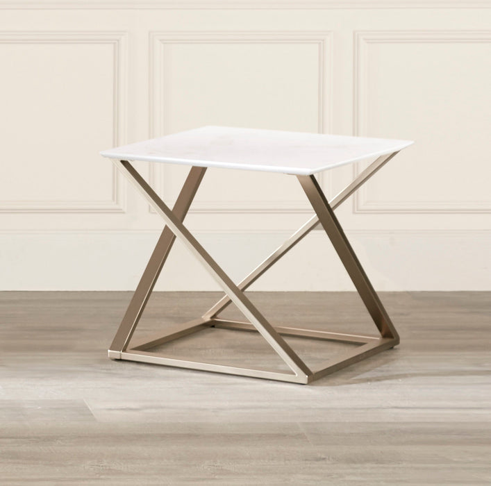 Zurich - End Table With Faux White Marble Top - White