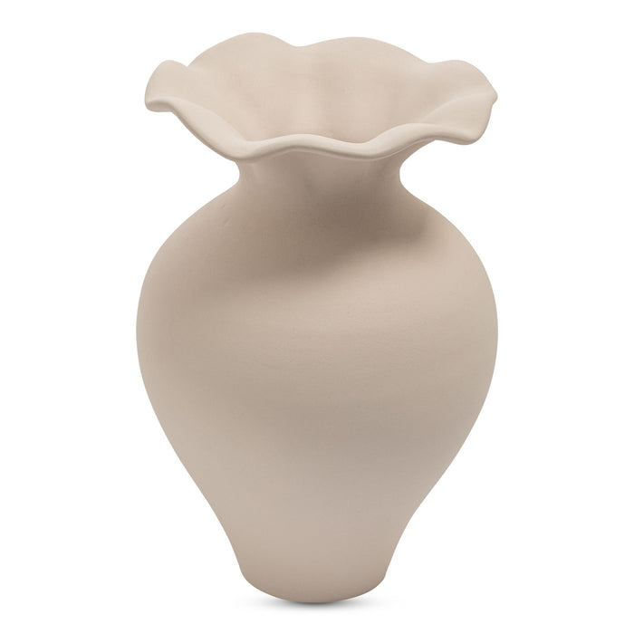 Ruffle - 12" Descorative Vessel - Beige