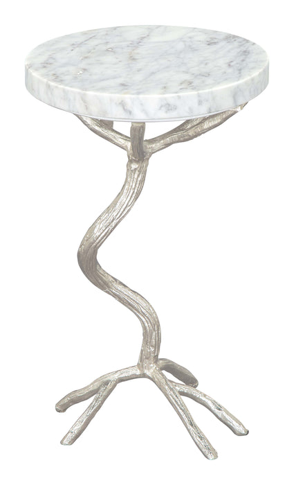 Joel - Side Table - White / Silver