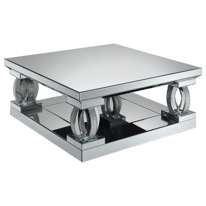 Amalia - Square Coffee Table With Lower Shelf - Clear Mirror