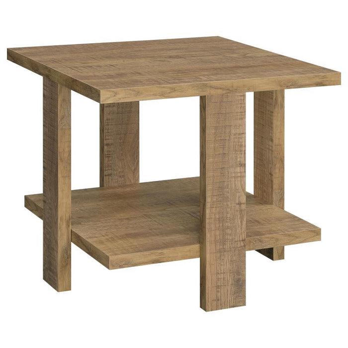 Dawn - Square Engineered Wood End Table With Shelf - Mango