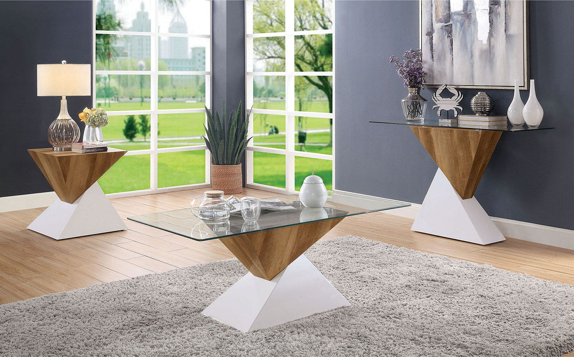 Bima - End Table - White / Natural Tone