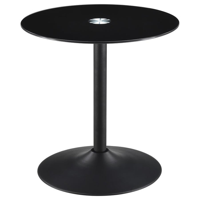 Ganso - Round Metal End Table With Tempered Glass Top - Black