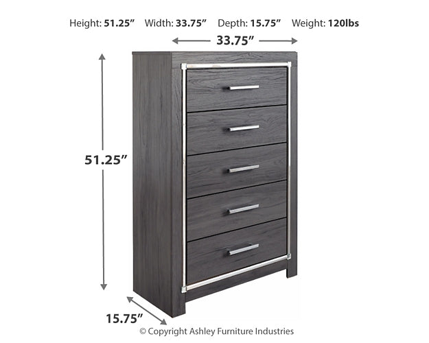 Lodanna Full Panel Bed with 2 Storage Drawers with Mirrored Dresser and Chest