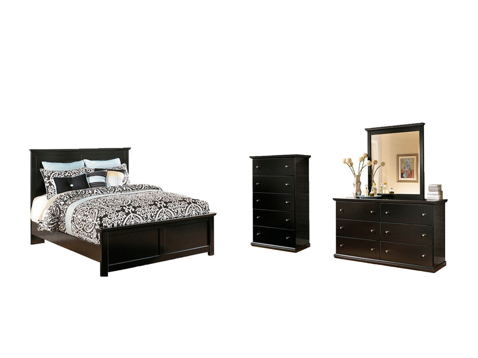 Maribel  Panel Bed With Mirrored Dresser And Chest