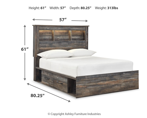 Drystan Full Bookcase Bed with 4 Storage Drawers with Dresser