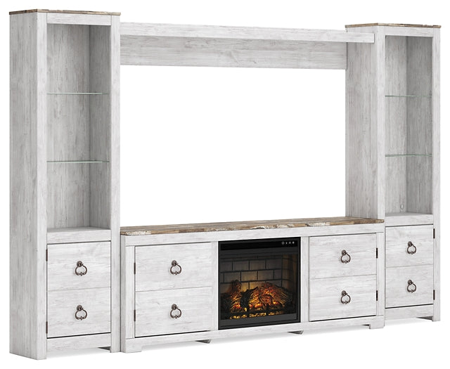 Ashley Express - Willowton 4-Piece Entertainment Center with Electric Fireplace