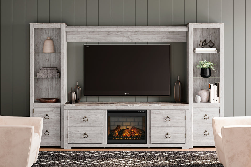 Ashley Express - Willowton 4-Piece Entertainment Center with Electric Fireplace